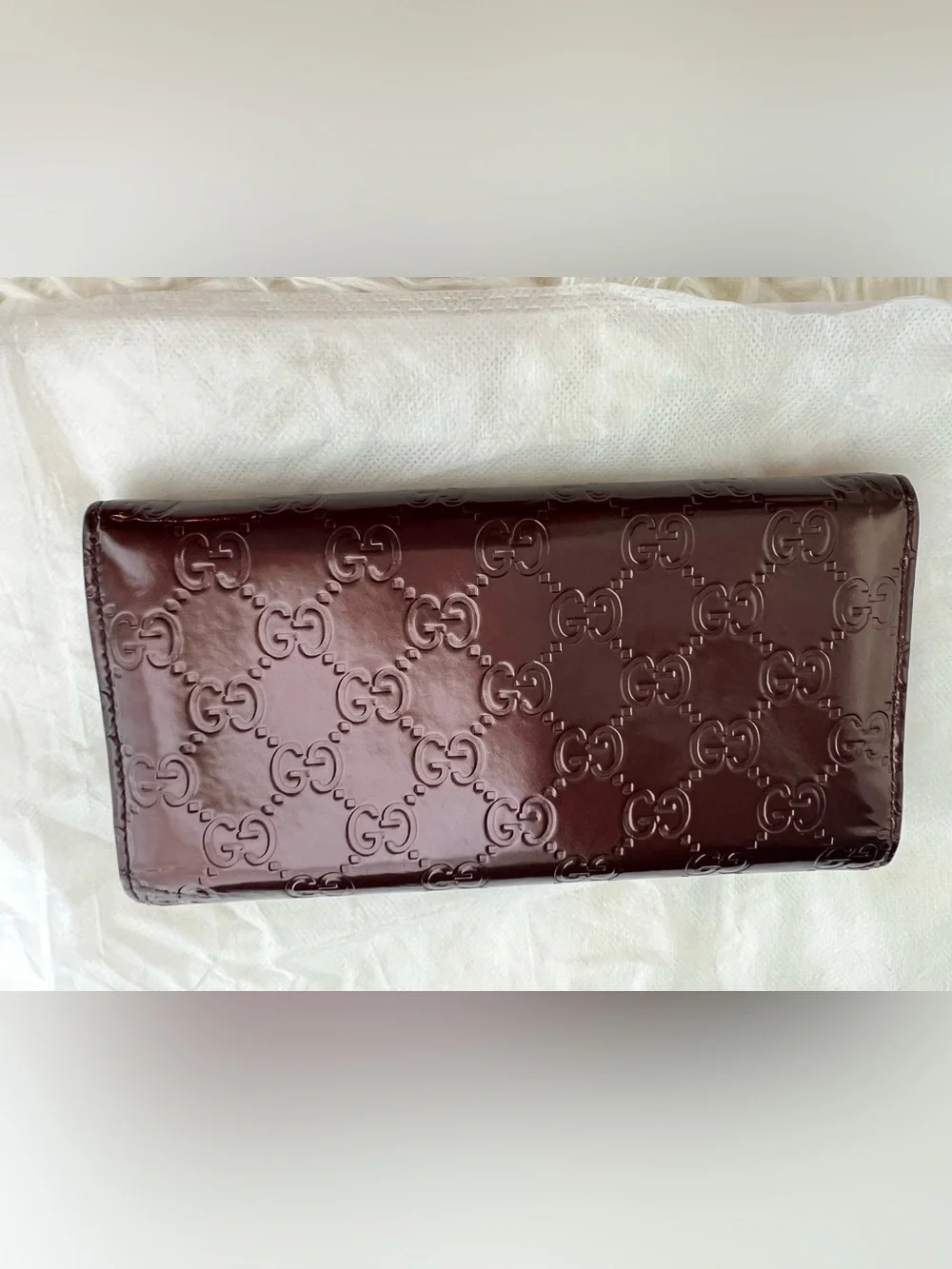 Gucci Burgundy Patent Leather GG Heart Continental Wallet - Picture 10 of 11